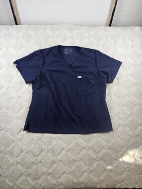 Figs Casma One Pocket Scrub Top Womens 2XL Navy V-Neck Medical Nurse wear